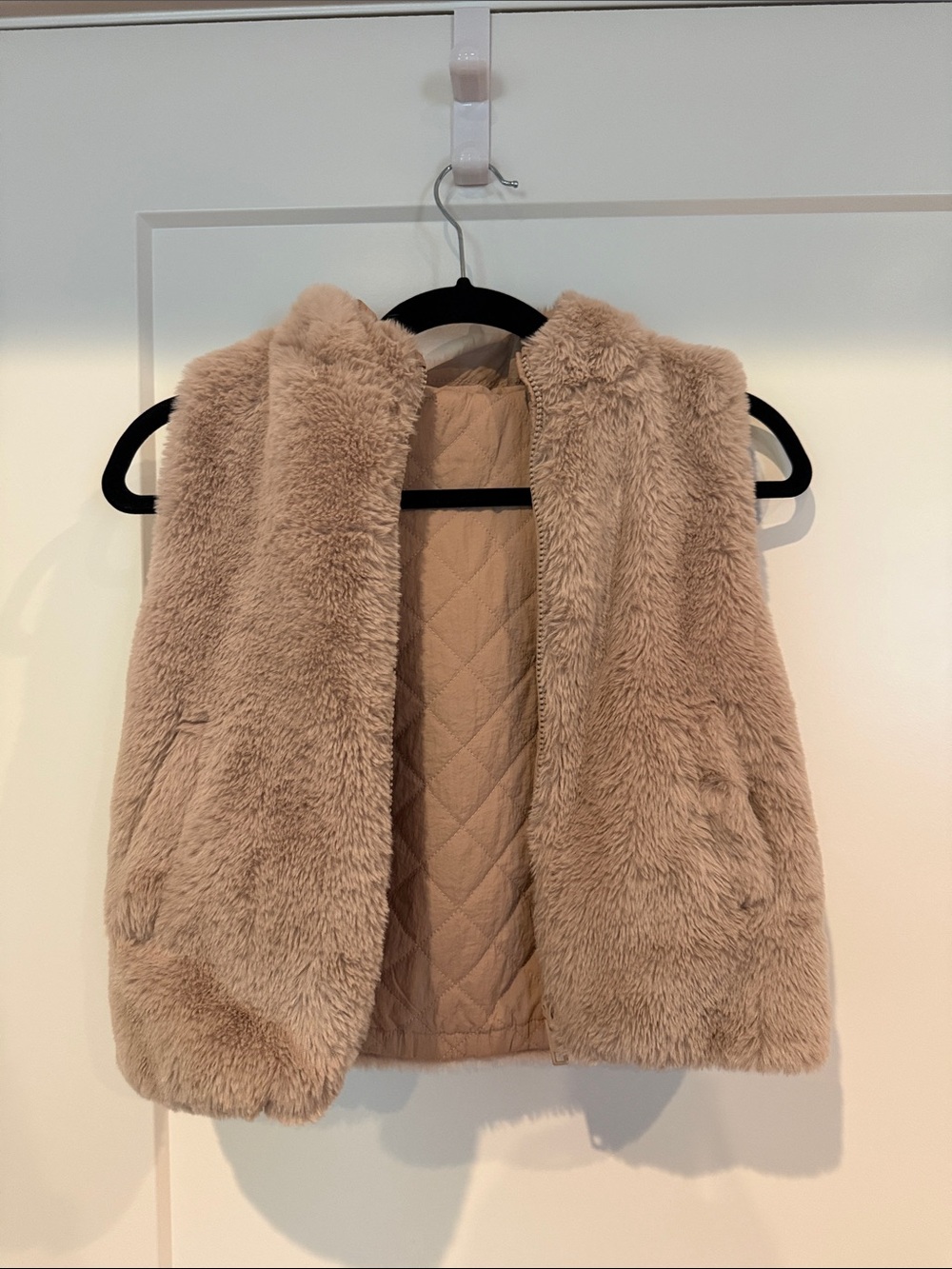 Zara Kids Blush Faux Fur Vest - Soft Quilted Lined